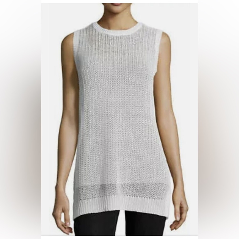 NWT Eileen Fisher Sleeveless Linen Fishermans Knit Tunic Size M